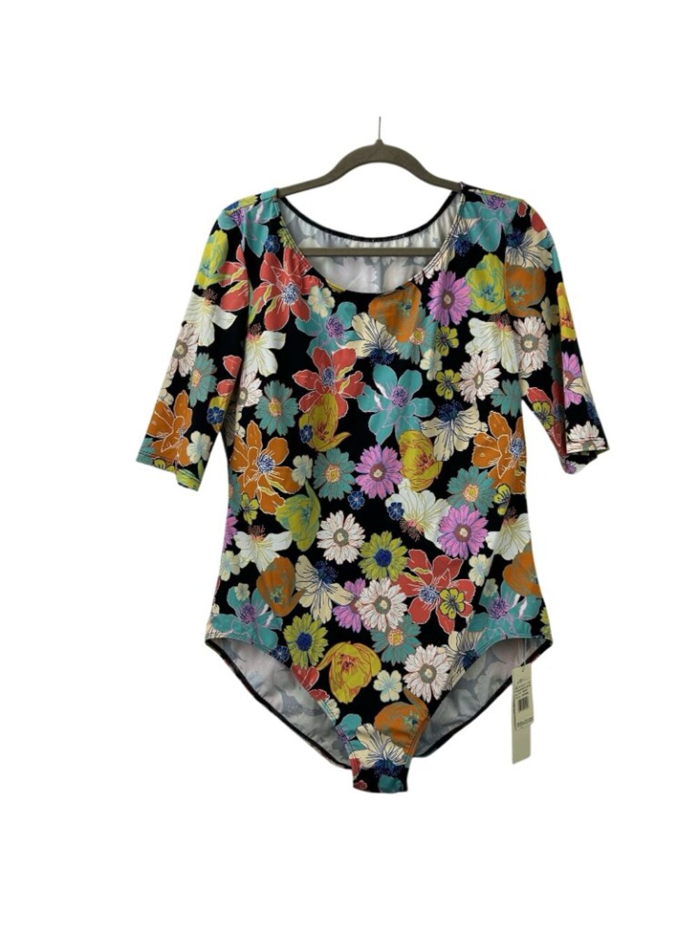 Gottex Modest One-Piece Swimsuit XXL Short Sleeves Round Neck Vibrant Floral NWT - Picture 10 of 15
